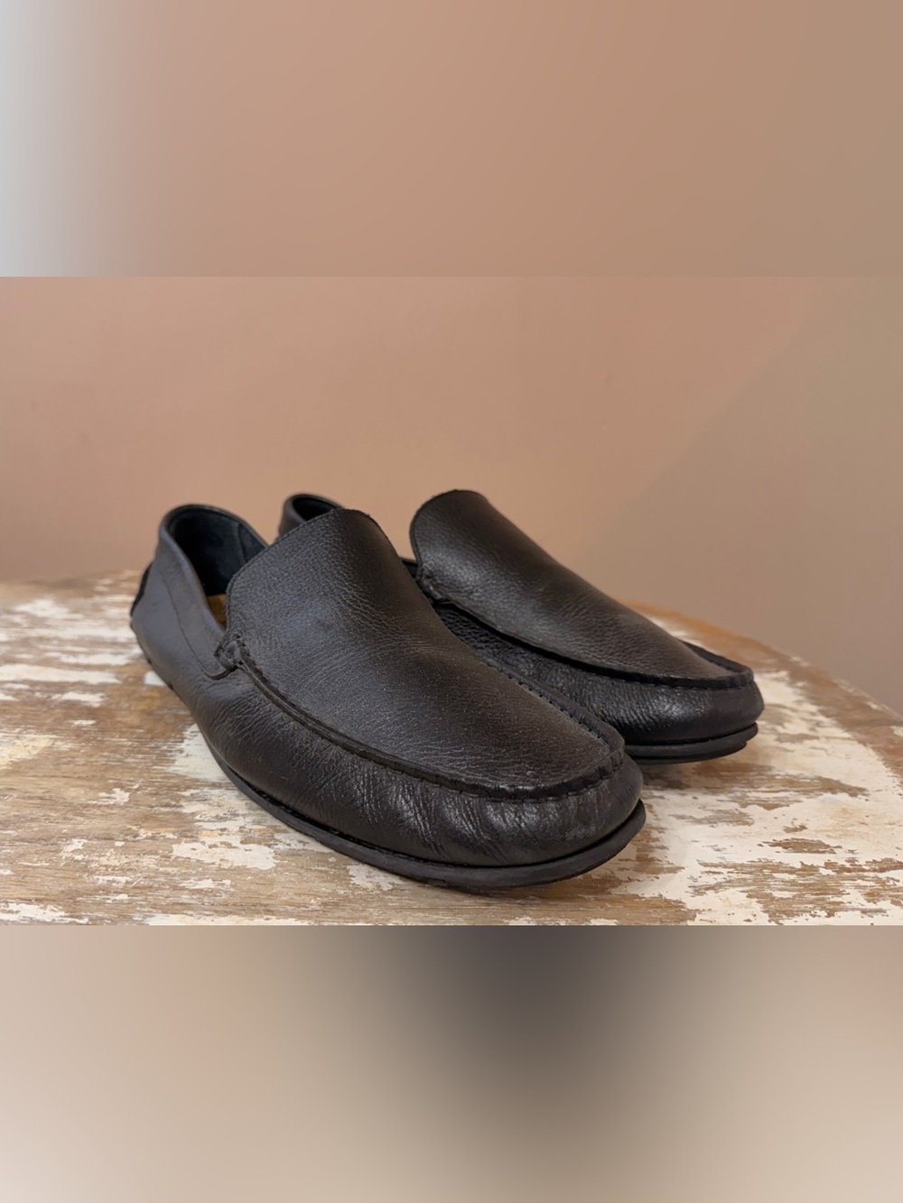Giorgio Brutini Black Leather Slip-On Driving Loafers